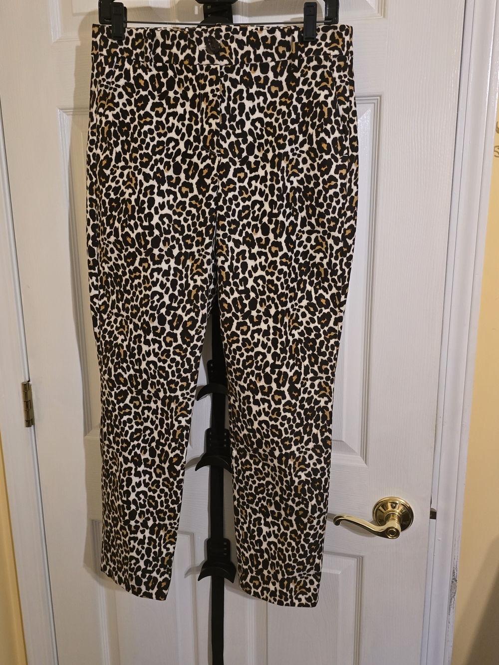 J. Crew Leopard Print Cropped Stretch Pants - Brown & Black
